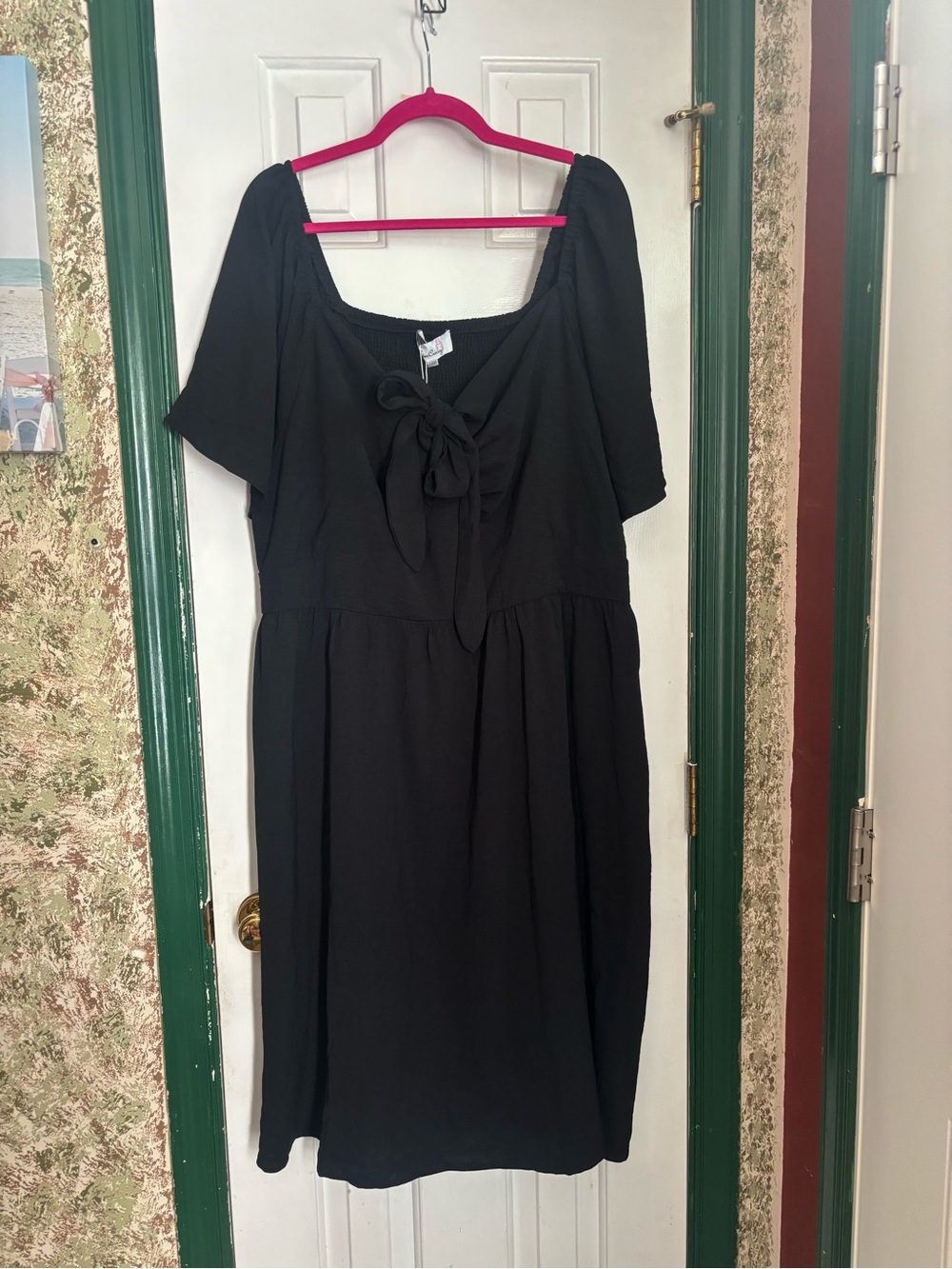 NWT Classic Black Midi Dress with Front Tie